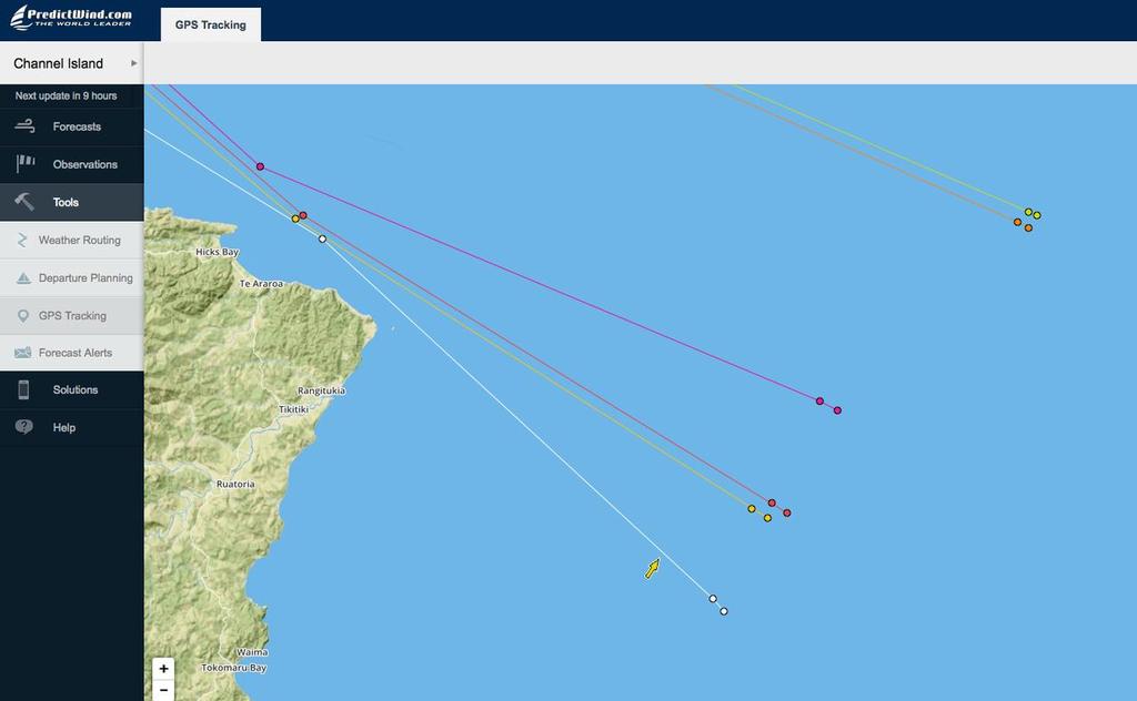 Positions Volvo Ocean race, Leg 5 at 1844 UTC at the start of Day 2, Mapfre is the southernmost boat © PredictWind http://www.predictwind.com